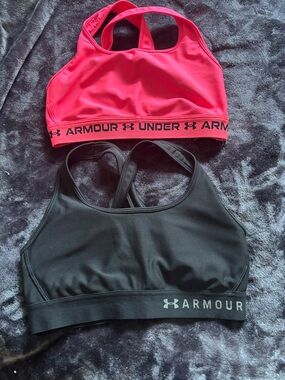 Under Armour Duo Sports Bras - Black & Pink